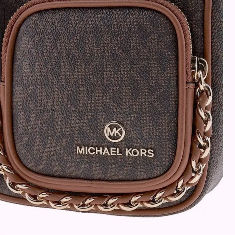 Michael Kors Crossbody Bag ~ Camera Bag ~ Elliot Brown Small Logo Cross Bag NWT - Picture 2 of 13